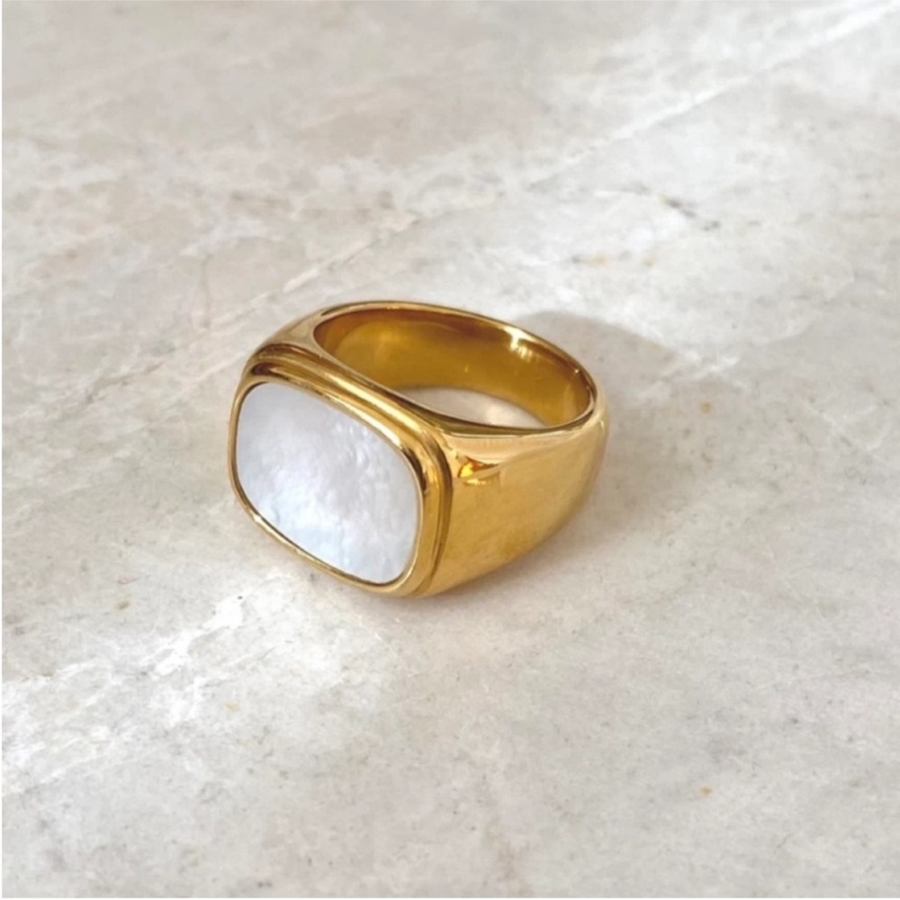 Gold Plated Stainless Steel Freshwater Pearl Chunky Ring